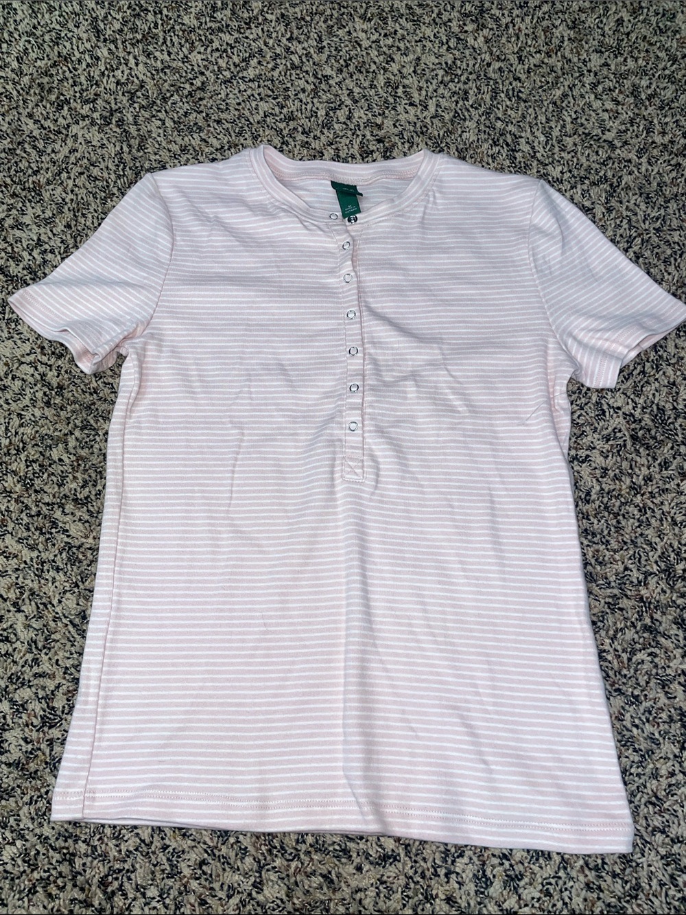 Wild Fable Slim Fit Striped Front Button Pink White Tee Size M | NWOT